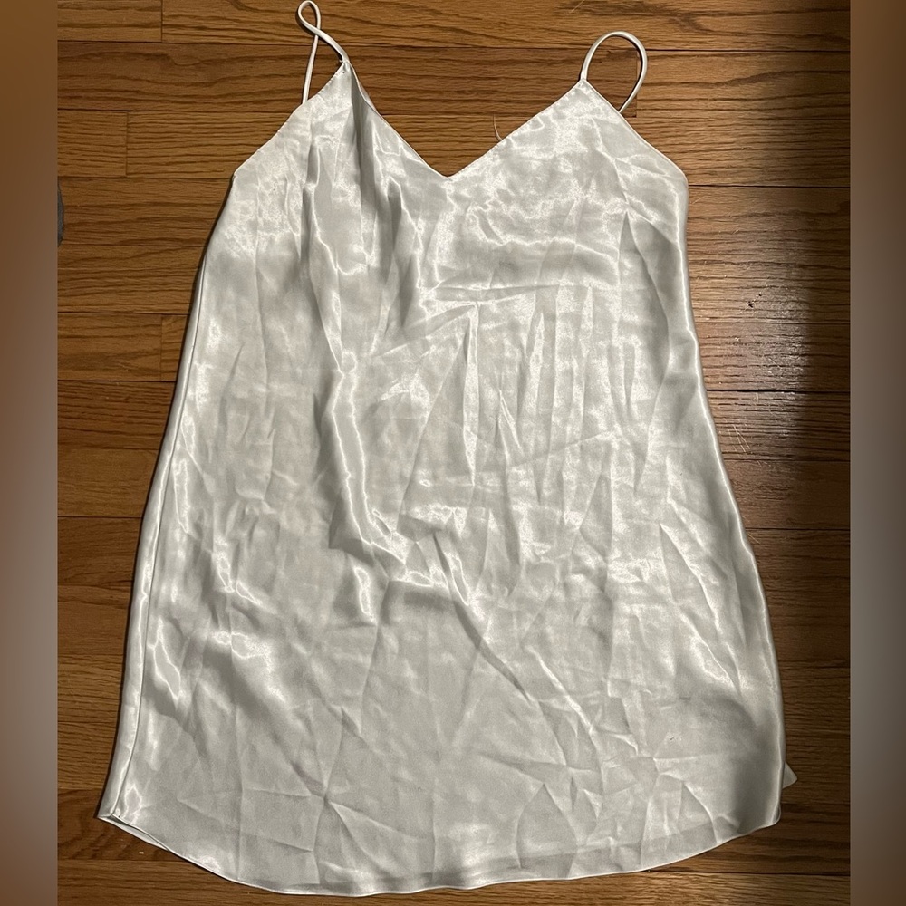 Laura Adams White Satin Mini Slip Dress